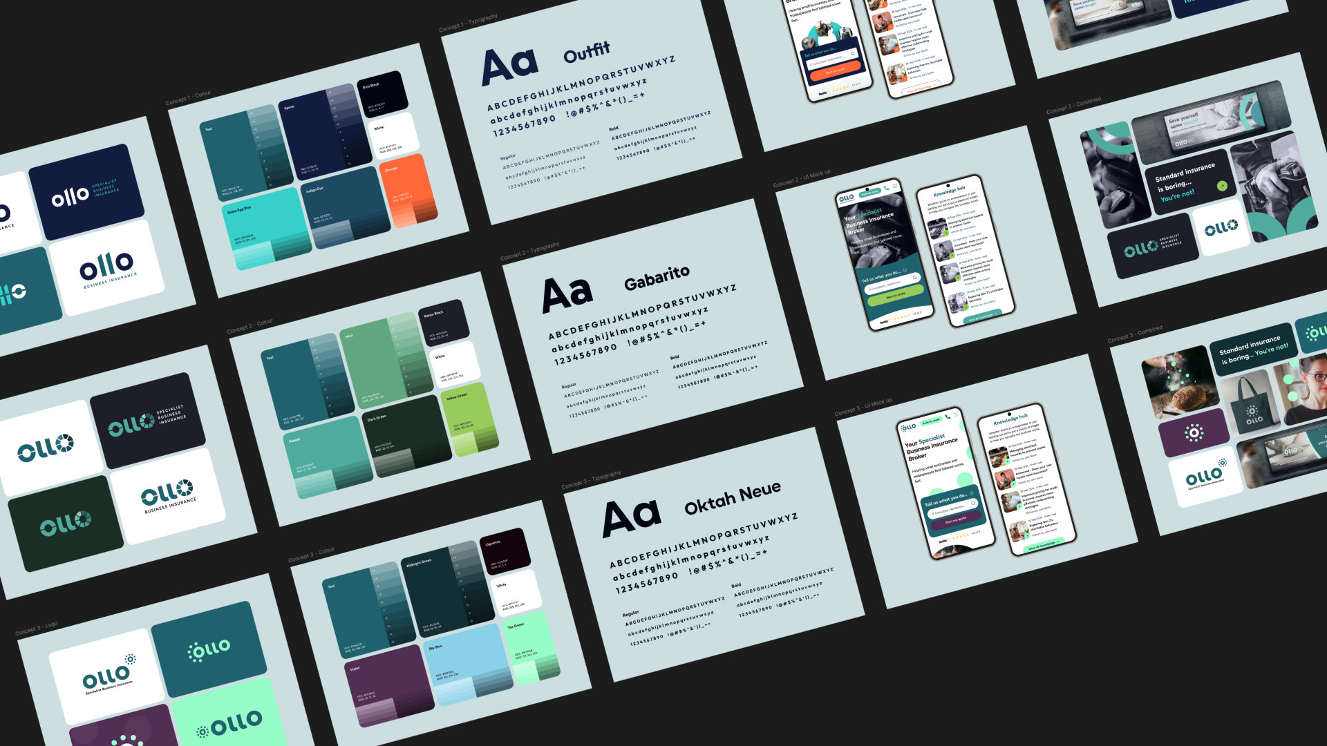selection-of-screens-from-ollo-insurance-brand-guidelines-product-branding