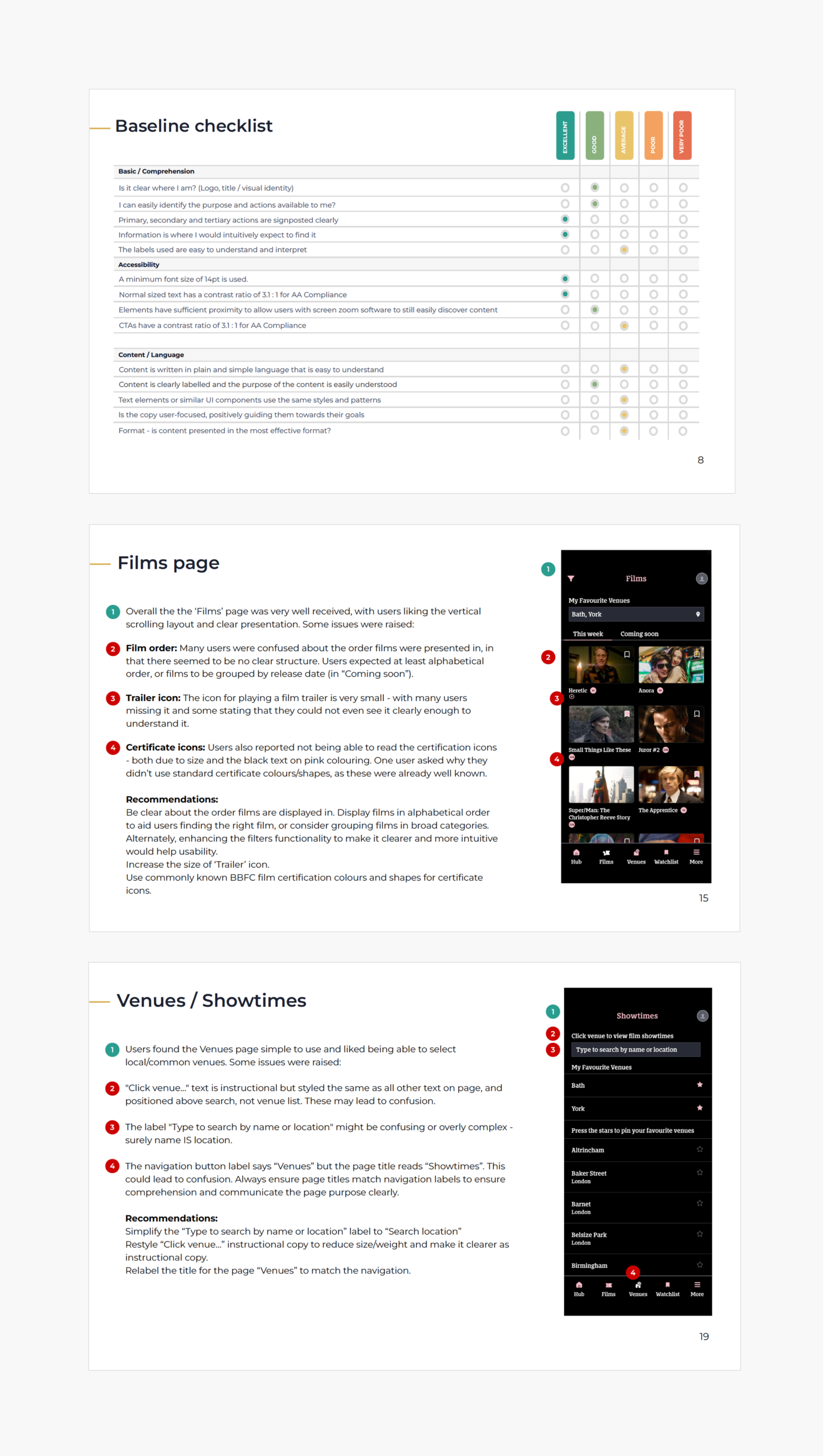Extract from UX audit