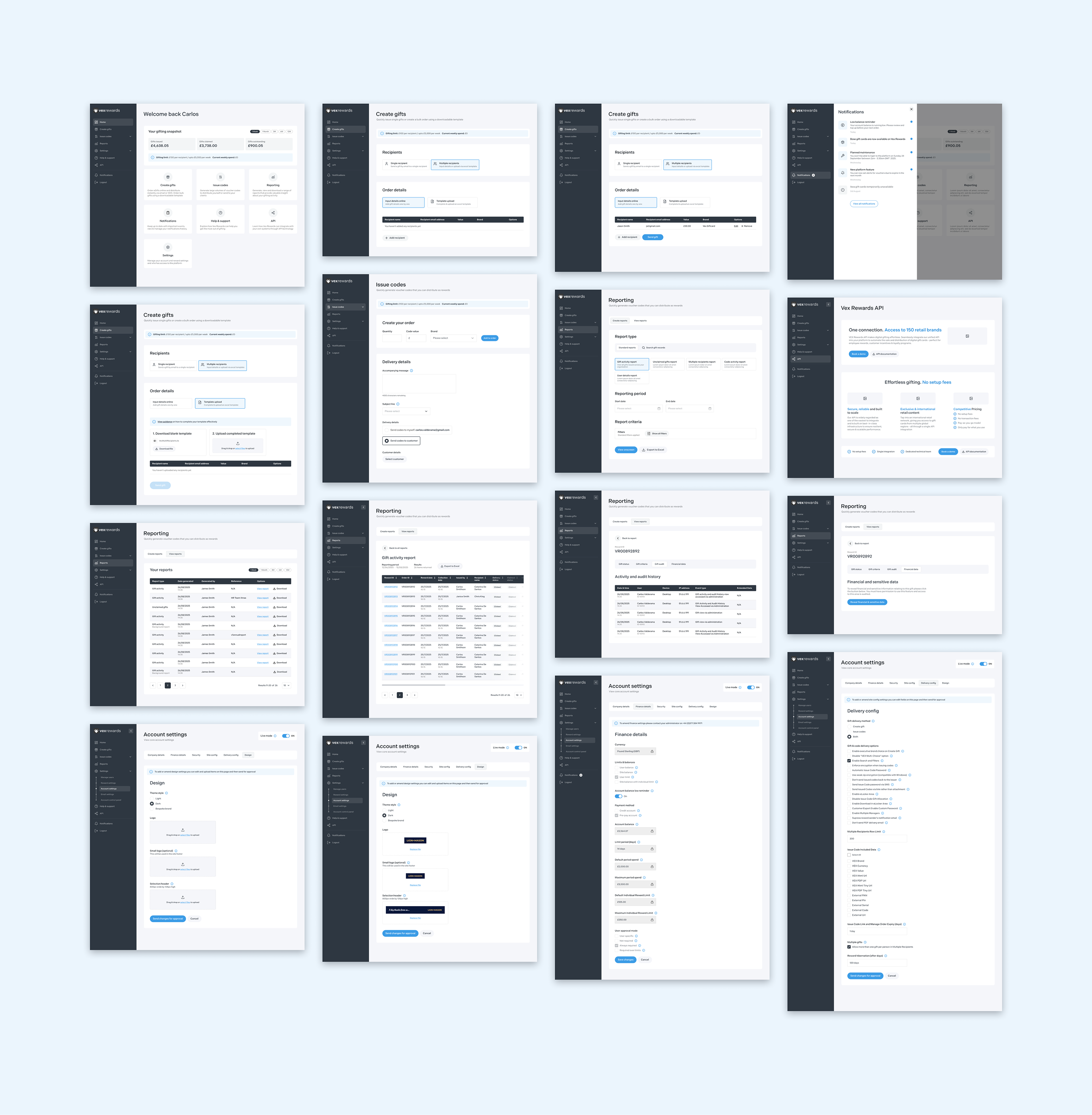 Selected wireframes